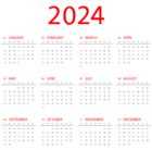 2024 Calendar US PNG Transparent Clipart