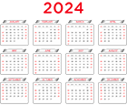 2024 Calendar US White PNG Image