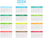 2024 Calendar with Colors Clipart