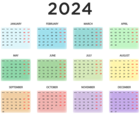 2024 Colorful Calendar EU PNG Image
