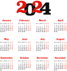 2024 EU Calendar Black Transparent PNG Clip Art