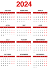 2024 EU Red Calendar Transparent Clipart