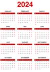 2024 Red Calendar Transparent Clipart