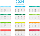 2024 Spanish Calendar with Colors PNG Clipart
