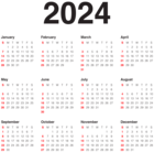 2024 Transparent Calendar Black PNG Image