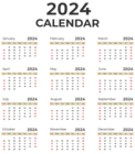 2024 US Calendar PNG Clipart
