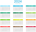 2024 US Colors Calendar Clipart