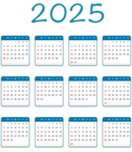 2025 Blue Calendar Transparent Image PNG