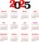 2025 Calendar Black Transparent PNG Clip Art