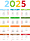 2025 Calendar Colorful Transparent Image