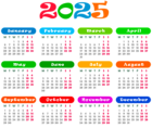 2025 EU Colorful Calendar Transparent PNG Image