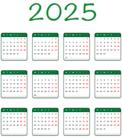 2025 Green EU Calendar Transparent Image PNG