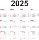 2025 Transparent Calendar Black PNG Image