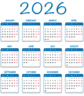 2026 Blue EU Calendar Transparent Image PNG