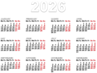 2026 Calendar EU PNG Clipart