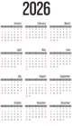 2026 Calendar Large Transparent Image