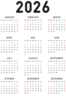 2026 Calendar US PNG Transparent Clipart