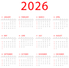 2026 Calendar US Transparent PNG Clipart