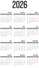 2026 EU Calendar Large Transparent Image