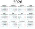 2026 EU Stylized PNG Blue Calendar