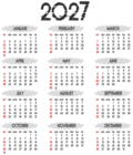 2027 Calendar New US PNG Clipart