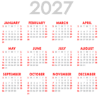 2027 Calendar Transparent Image PNG