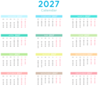 The page with this image: 2027 Calendar with Colors Transparent Clipart,is on this link