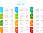 2027 Colorful Transparent Calendar PNG Image