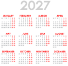 2027 EU Calendar Transparent Image PNG