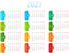 2027 EU Colorful Transparent Calendar PNG Image