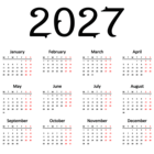2027 EU PNG Transparent Calendar