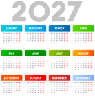 2027 EU Transparent Calendar PNG Clipart