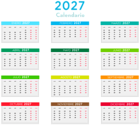 2027 Spanish Calendar with Colors PNG Clipart