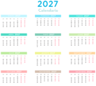 2027 Spanish Colors Calendar Transparent Clipart