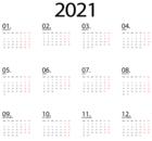 Calendar 2021 Black Transparent Clipart