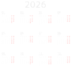 Calendar 2026 EU White Transparent Clipart