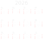 Calendar 2026 White Transparent Clipart
