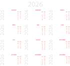 Calendar for 2026 EU White Transparent Clipart
