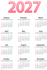 Transparent 2027 Calendar PNG Image