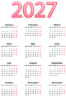 Transparent 2027 EU Calendar PNG Image