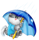 Cat with Umbrella PNG Free Clipart