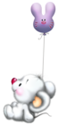 Cute White Mouse with Balloon Cartoon Free Clipart