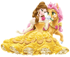 Disney Princess Belle with Cute Pony Transparent PNG Clip Art Image