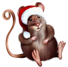 Mouse with Santa Hat Clipart Cartoon