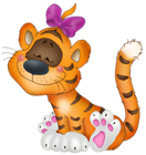 Tiger with Bow Cartoon Free Clipart