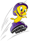 Tweety with Roller Skates Clip Art PNG Image