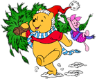 Winnie the Pooh and Piglet Christmas PNG Clip Art Image