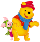 Winnie the Pooh and Piglet with Winter Hats