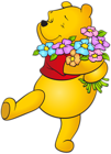 Winnie the Pooh with Flowers Free PNG Clip Art Image
