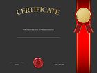 Black Certificate Template with Red PNG Image